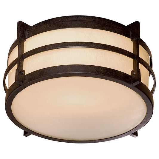 Minka Lavery Andrita Court 1-Light Flush Mount | Transitional French Bronze and Pearl Glass | Covered Porch & Entryway | Model 72029-A179-PL