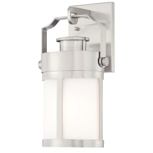 Minka Lavery Vista Delmar 1-Light Wall Lamp | Contemporary Brushed Stainless Steel Outdoor Lantern | Entryway & Patio | Model 72191-144
