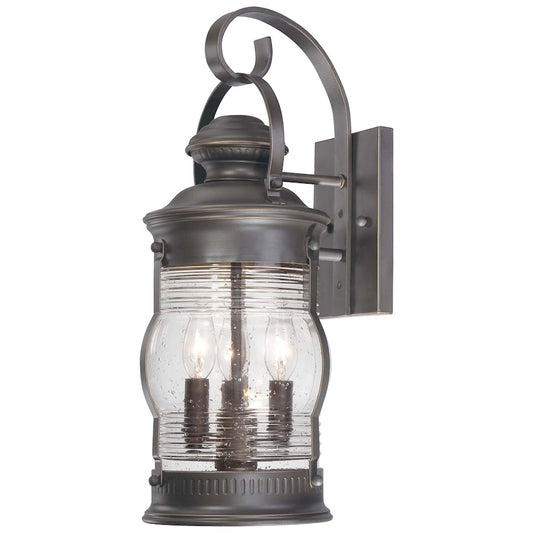 Minka Lavery Lynnfield 19in 3-Light Wall Sconce | Traditional Oil Rubbed Bronze and Gold | Outdoor Entryway & Porch | 8 x 9 x 19 in | Model 72233-143C