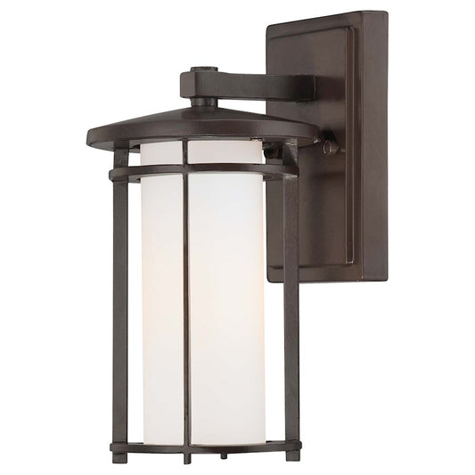 Minka Lavery Addison Park 1-Light Wall Sconce | Transitional Dorian Bronze and Etched Opal Glass | Outdoor Entryway & Porch | Model 72311-615B