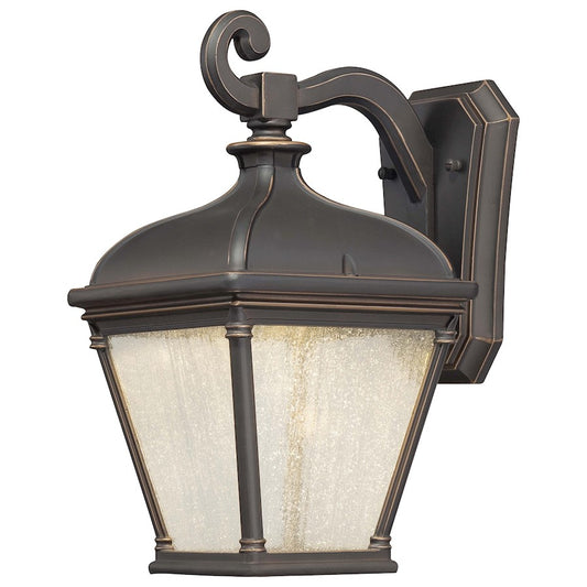 Minka Lavery Lauriston Manor 9in 1-Light LED Wall Sconce | Traditional Oil Rubbed Bronze and Clear Seeded Glass | Covered Patios & | Model 72392-143C