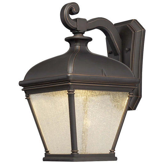 Minka Lavery Lauriston Manor 11in 1-Light LED Wall Sconce | Traditional Oil Rubbed Bronze and Clear Seeded Glass | Covered Patios | Model 72393-143C