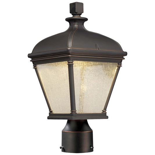 Minka Lavery Lauriston Manor 7in 1-Light LED Post Light | Traditional Oil Rubbed Bronze and Clear Seeded Glass | Driveway & Garden | Model 72396-143C