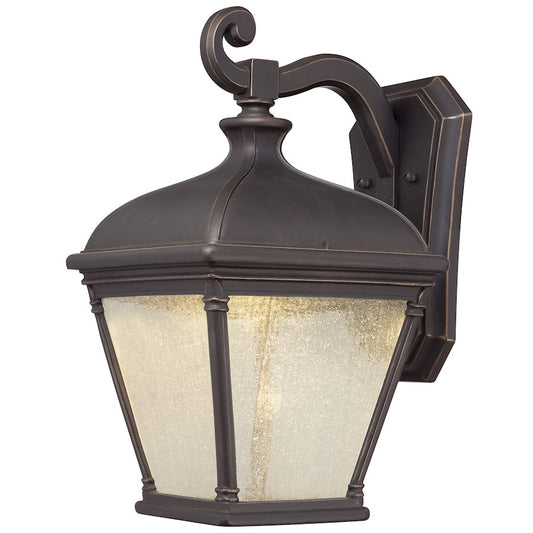 Minka Lavery Lauriston Manor 13in 1-Light LED Wall Sconce | Traditional Oil Rubbed Bronze and Clear Seeded Glass | Covered Patios | Model 72397-143C