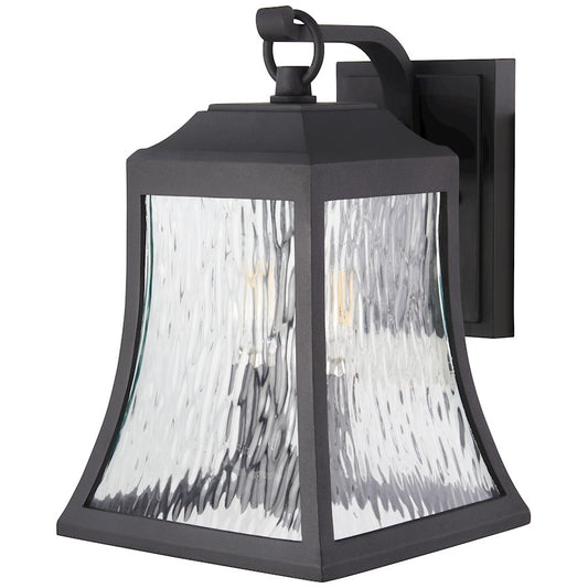 Minka Lavery Cassidy Park 16in 3-Light Flush Mount | Traditional Black Aluminum and Clear Water Glass | Entryway & Hallway | Model 72463-66