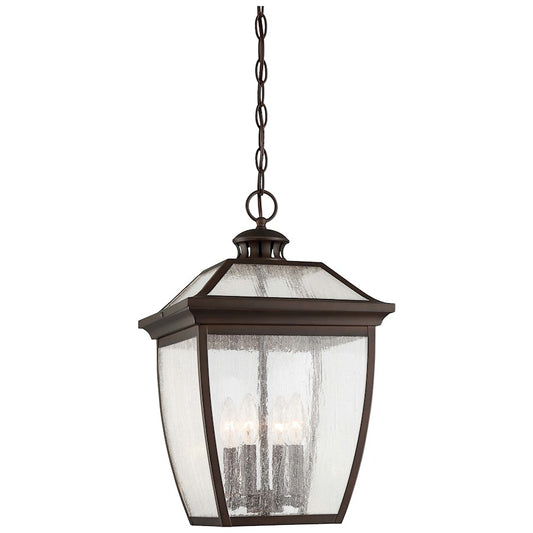 Minka Lavery Sunnybrook 12in 4-Light Outdoor Pendant | Traditional Alder Bronze and Clear Seeded Glass | Covered Patios & Foyers | Model 72525-246