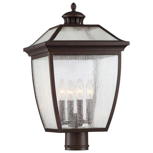 Minka Lavery Sunnybrook 12in 4-Light Post Mount | Traditional Alder Bronze and Clear Seeded Glass | Outdoor Pathways & Gardens | Model 72527-246