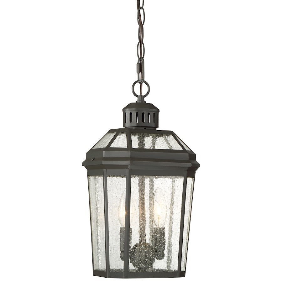 Minka Lavery Hawk's Point 15in 2-Light Outdoor Pendant | Traditional Oil Rubbed Bronze and Clear Seeded Glass | Covered Patio & | Model 72534-143