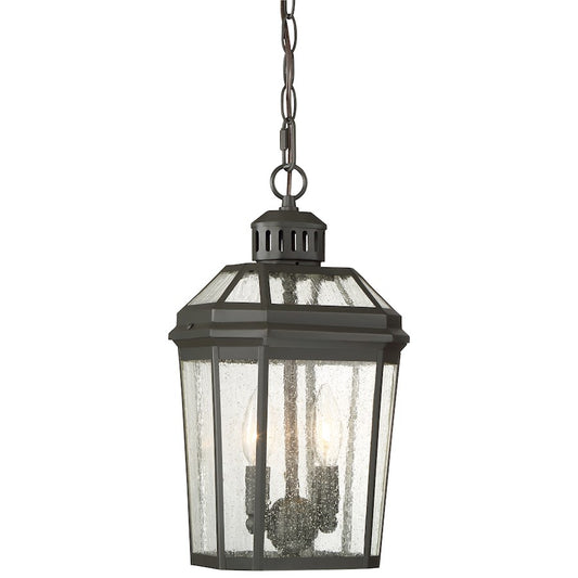 Minka Lavery Hawk's Point 15in 2-Light Outdoor Pendant | Traditional Oil Rubbed Bronze and Clear Seeded Glass | Covered Patio & | Model 72534-143
