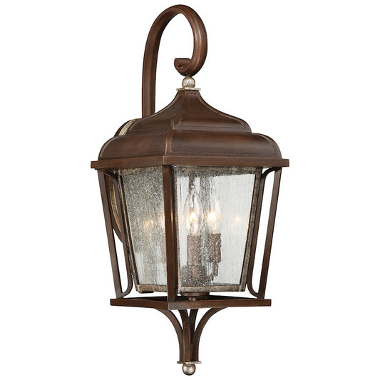 Minka Lavery Astrapia 23in 3-Light Wall Sconce | Traditional Dark Rubbed Sienna and Aged Silver with Clear Seeded Glass | Covered | Model 72542-593