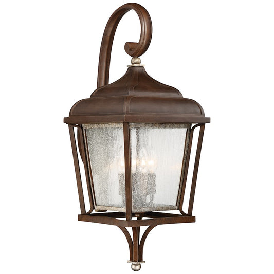 Minka Lavery Astrapia 28in 4-Light Wall Sconce | Traditional Dark Rubbed Sienna and Aged Silver with Clear Seeded Glass | Covered | Model 72543-593