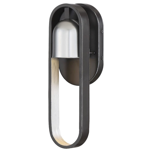 Minka Lavery Rocketa 13in 1-Light LED Outdoor Wall Sconce | Contemporary Artisan Black with Silver Accents | Covered Patio & | Model 72641-517-L