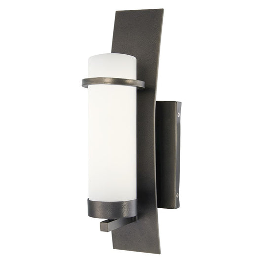 Minka Lavery Arcus Truth 1-Light Outdoor Wall Sconce | Smoked Iron and Etched Opal Glass | Covered Patio & Entryway | Model 72651-172