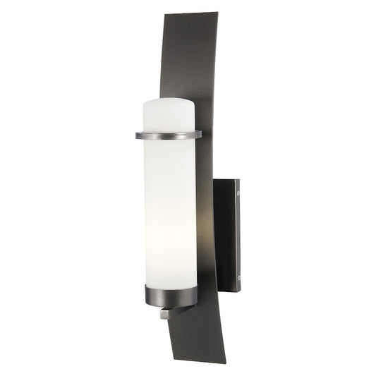 Minka Lavery Arcus Truth 22in 1-Light Outdoor Wall Sconce | Smoked Iron and Etched Opal Glass | Covered Patios & Entryways | Model 72652-172