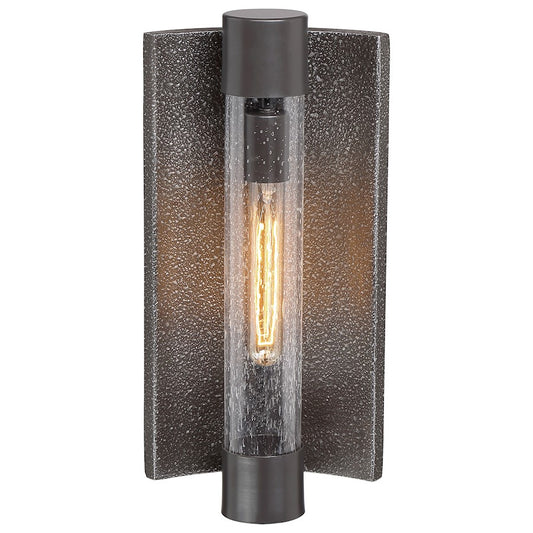 Minka Lavery Celtic Shadow 16in 1-Light Outdoor Wall Sconce | Textured Bronze with Gold Highlights and Clear Seeded Glass | Covered | Model 72662-515