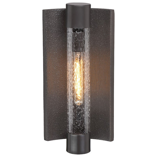 Minka Lavery Celtic Shadow 16in 1-Light Outdoor Wall Sconce | Dark Bronze and Clear Seeded Glass | Covered Patios & Entryways | Model 72662-574