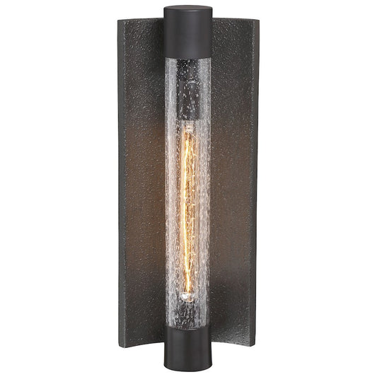Minka Lavery Celtic Shadow 1-Light Outdoor Wall Sconce | Textured Dark Bronze and Clear Seeded Glass | Covered Patio & Entryway | Model 72663-574