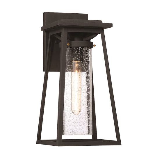 Minka Lavery Lanister Court 1-Light Outdoor Wall Sconce | Transitional Coal with Gold Accents | Entryway & Covered Porch | 15.5 in H | Model 72713-66G