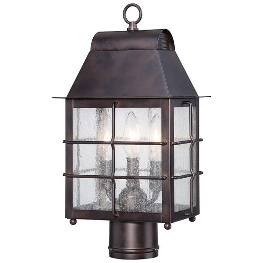 Minka Lavery Willow Pointe 3-Light Post Mount | Traditional Chelsea Bronze and Clear Seeded Glass | Driveway & Garden Path | Model 73096-189