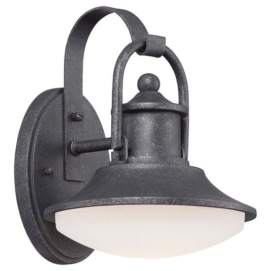 Minka Lavery Crest Ridge 8in LED Wall Sconce | Traditional Forged Silver Outdoor Light | Entryway & Porch | 8 x 8 x 10 in | Model 8131-173-L