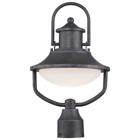Minka Lavery Crest Ridge 17in LED Post Mount Lantern | Traditional Forged Silver Outdoor Light | Walkway & Entrance | Model 8136-173-L