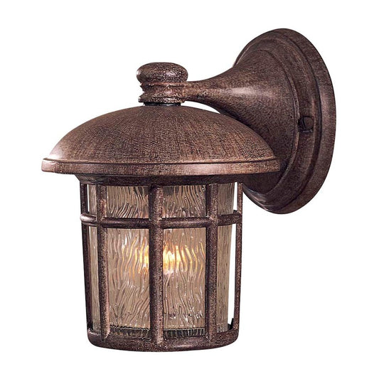 Minka Lavery Cranston 8in 1-Light Wall Sconce | Rustic Vintage Rust and Driftwood Glass | Covered Patio & Entryway Outdoor Light | Model 8251-61