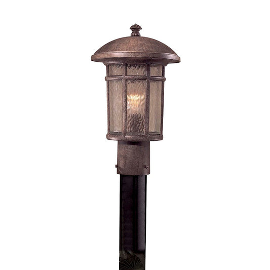 Minka Lavery Cranston 1-Light Post Light | Traditional Vintage Rust Die Cast Aluminum and Driftwood Glass | Outdoor Patio & Garden | Model 8256-61