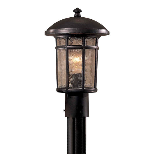 Minka Lavery Cranston 1-Light Post Light | Traditional Heritage Die Cast Aluminum and Driftwood Glass | Outdoor Patio & Garden | Model 8256-94