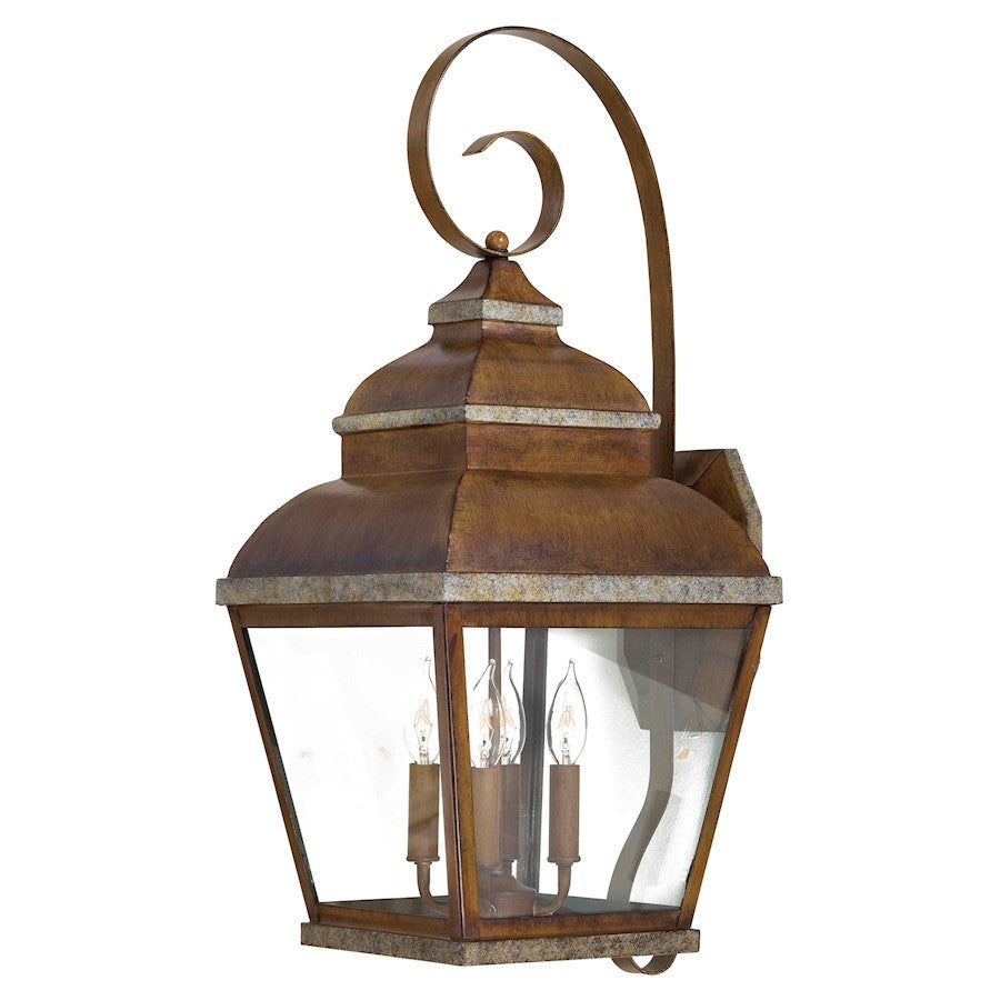 Minka Lavery Mossoro 4-Light Wall Sconce | Traditional Mossoro Walnut & Silver Metal | Covered Patio & Entryway | 12 x 13 x 27 in | Model 8267-161