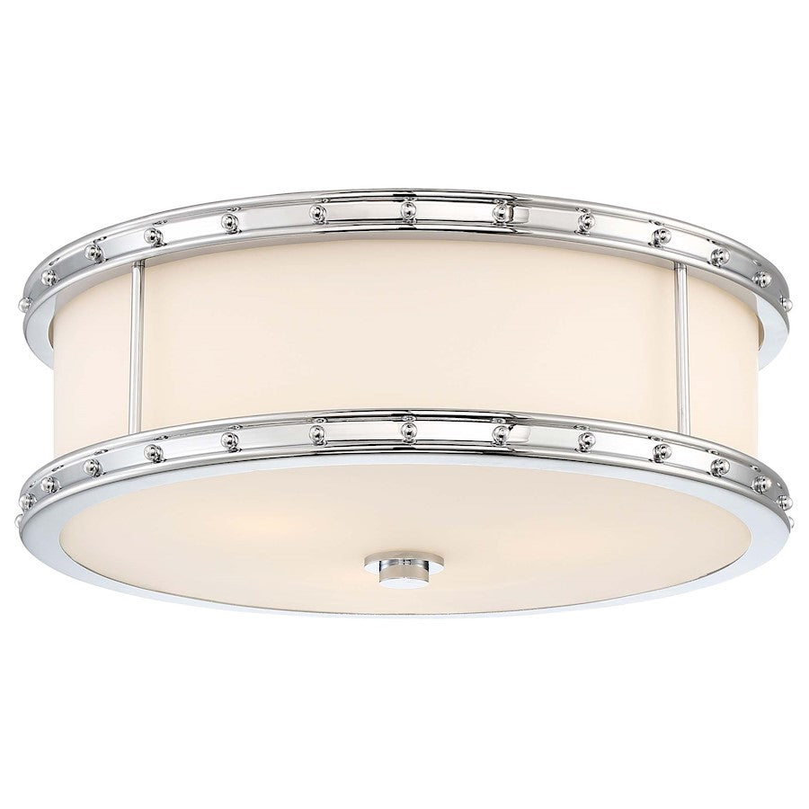 Minka Lavery 827 15.5in 3-Light Flush Mount | Transitional Chrome and Frosted Glass | Bedroom & Hallway Ceiling Light | 15.5 x 5.5 in | Model 827-77
