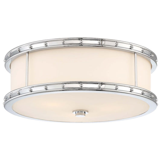 Minka Lavery 827 15.5in 3-Light Flush Mount | Transitional Chrome and Frosted Glass | Bedroom & Hallway Ceiling Light | 15.5 x 5.5 in | Model 827-77