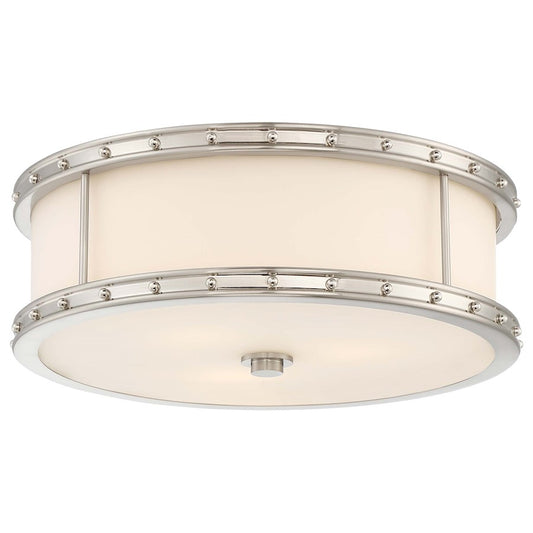 Minka Lavery 827 15.5in 3-Light Flush Mount | Transitional Brushed Nickel and Frosted Glass | Bedroom & Hallway Ceiling Light | Model 827-84