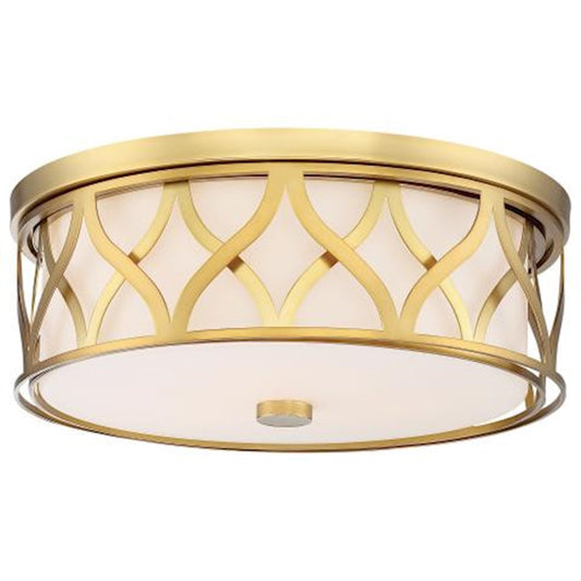Minka Lavery 16in Flush Mount | Transitional Liberty Gold and Etched Opal Glass | Hallway & Bedroom Ceiling Light | 16 x 16 x 6 in | Model 840-249