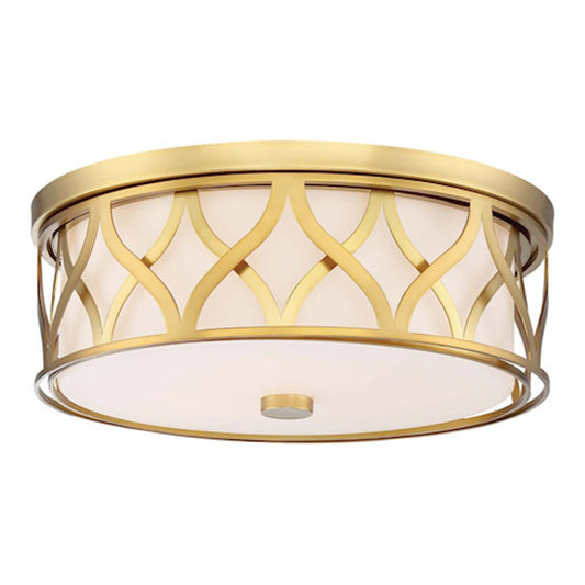 Minka Lavery 16in LED Flush Mount | Transitional Liberty Gold and Etched Opal | Bathroom & Hallway Ceiling Light | 16 x 16 x 6 in | Model 840-249-L
