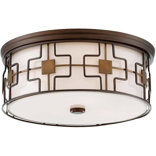 Minka Lavery 1-Light LED Flush Mount | Dark Brushed Bronze with Aged Brass and Frosted White Glass | Hallway & Bedroom Ceiling Light | Model 846-104-L
