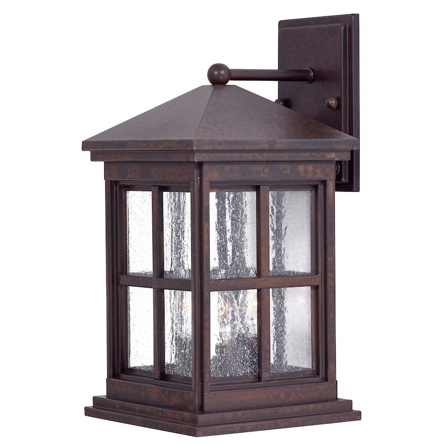 Minka Lavery Berkeley 3-Light Wall Sconce | Mission Style Rust Finish Solid Brass with Seeded Glass | Covered Patio & Driveway | Model 8562-51