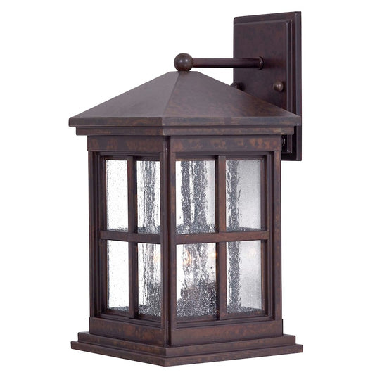 Minka Lavery Berkeley 3-Light Wall Sconce | Mission Style Rust Finish Solid Brass with Seeded Glass | Covered Patio & Driveway | Model 8562-51