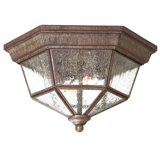Minka Lavery Taylor Court 11in 2-Light Flush Mount | Vintage Rust Traditional | Covered Patio & Entryway Ceiling Light | 11 x 6.5 in | Model 8619-A61