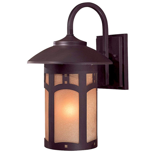 Minka Lavery Harveston Manor 1-Light Wall Sconce | Arts & Crafts Dorian Bronze and Scavo Glass | Covered Patio & Entryway | Model 8722-A615B