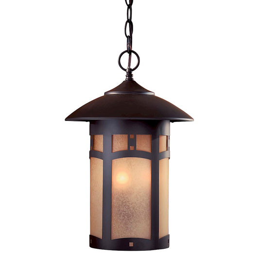 Minka Lavery Harveston Manor 3-Light Chandelier | Arts & Crafts Dorian Bronze and Scavo Glass | Covered Patio & Dining Room | Model 8724-A615B