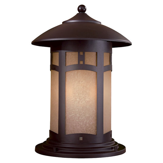 Minka Lavery Harveston Manor 1-Light Post Light | Arts & Crafts Dorian Bronze and Scavo Glass | Driveway & Garden Path | 11 x 16 in | Model 8725-A615B