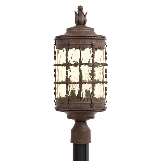 Minka Lavery Mallorca 3-Light Post Light | Traditional Vintage Rust Outdoor Lantern | Garage & Porch Entryway | 9 x 9 x 22 in | Model 8885-A61
