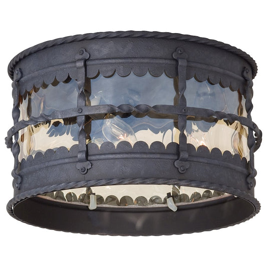Minka Lavery Mallorca 3-Light Flush Mount | Traditional Spanish Iron Outdoor Ceiling Light | Covered Porch & Garage | 13 x 13 x 7 in | Model 8889-A39