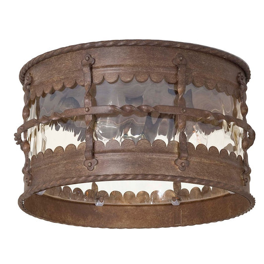 Minka Lavery Mallorca 3-Light Flush Mount | Traditional Vintage Rust Outdoor Ceiling Light | Covered Patio & Garage | 12.75 x 7 in | Model 8889-A61