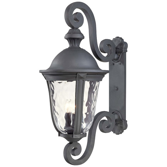 Minka Lavery Ardmore 18in 3-Light Wall Sconce | Traditional Black and Clear Hammered Glass | Outdoor Entryway & Patio | Model 8992-66