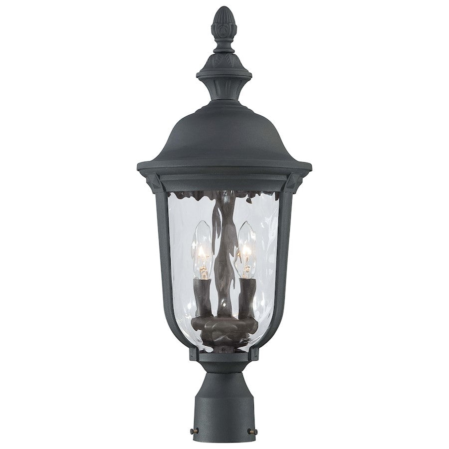 Minka Lavery Ardmore 10in 2-Light Post Mount | Traditional Black and Clear Hammered Glass | Outdoor Post Light | 10 x 24 in | Model 8995-66