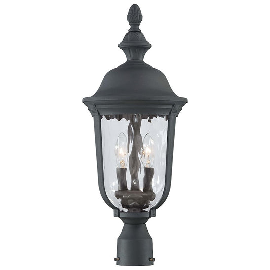 Minka Lavery Ardmore 10in 2-Light Post Mount | Traditional Black and Clear Hammered Glass | Outdoor Post Light | 10 x 24 in | Model 8995-66