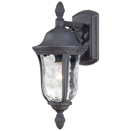 Minka Lavery Ardmore 8in 1-Light Wall Sconce | Traditional Black and Clear Hammered Glass | Outdoor Wall Light | 8 x 18 in | Model 8997-66