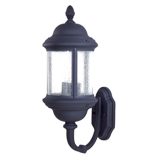 Minka Lavery Hancock 23in 3-Light Wall Sconce | Traditional Black Cast Aluminum | Entryway & Covered Porch | W 8 x D 12 x H 23 in | Model 9018-66