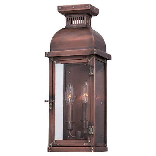 Minka Lavery Copperton 2-Light Wall Sconce | Traditional Manhattan Copper and Clear Glass | Covered Patio & Entryway | 7 x 6 x 18 in | Model 9071-264
